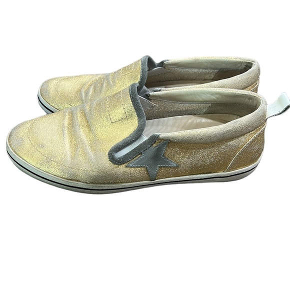 Golden Goose Women's Hanami Gold Metallic Leather Slip-On Sneakers Size 38 - Picture 4 of 9